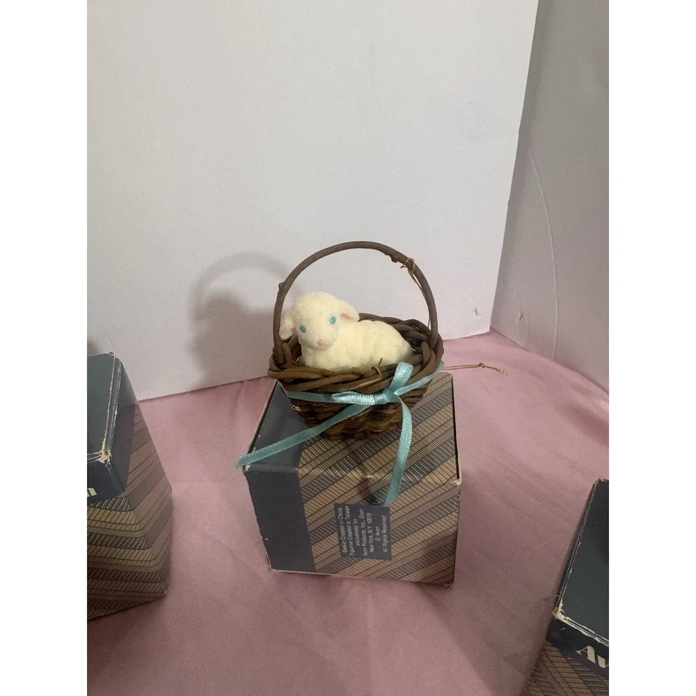 Vintage Avon Easter Ornaments Bunny Lamb‎ Basket Lot Of 6 With Boxes